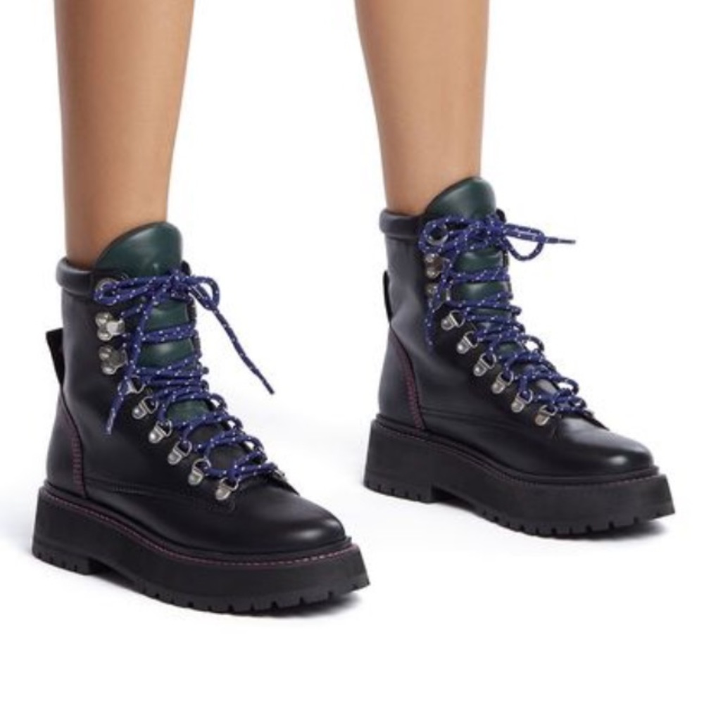 Larroude: Jordan Combat Boots. Black Leather | NWOB